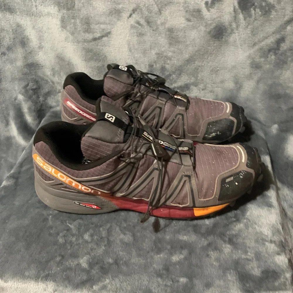 Salomon Speedcross 4 Mens Trail Running Shoes Size 13 Gray Black 383128 Flaw